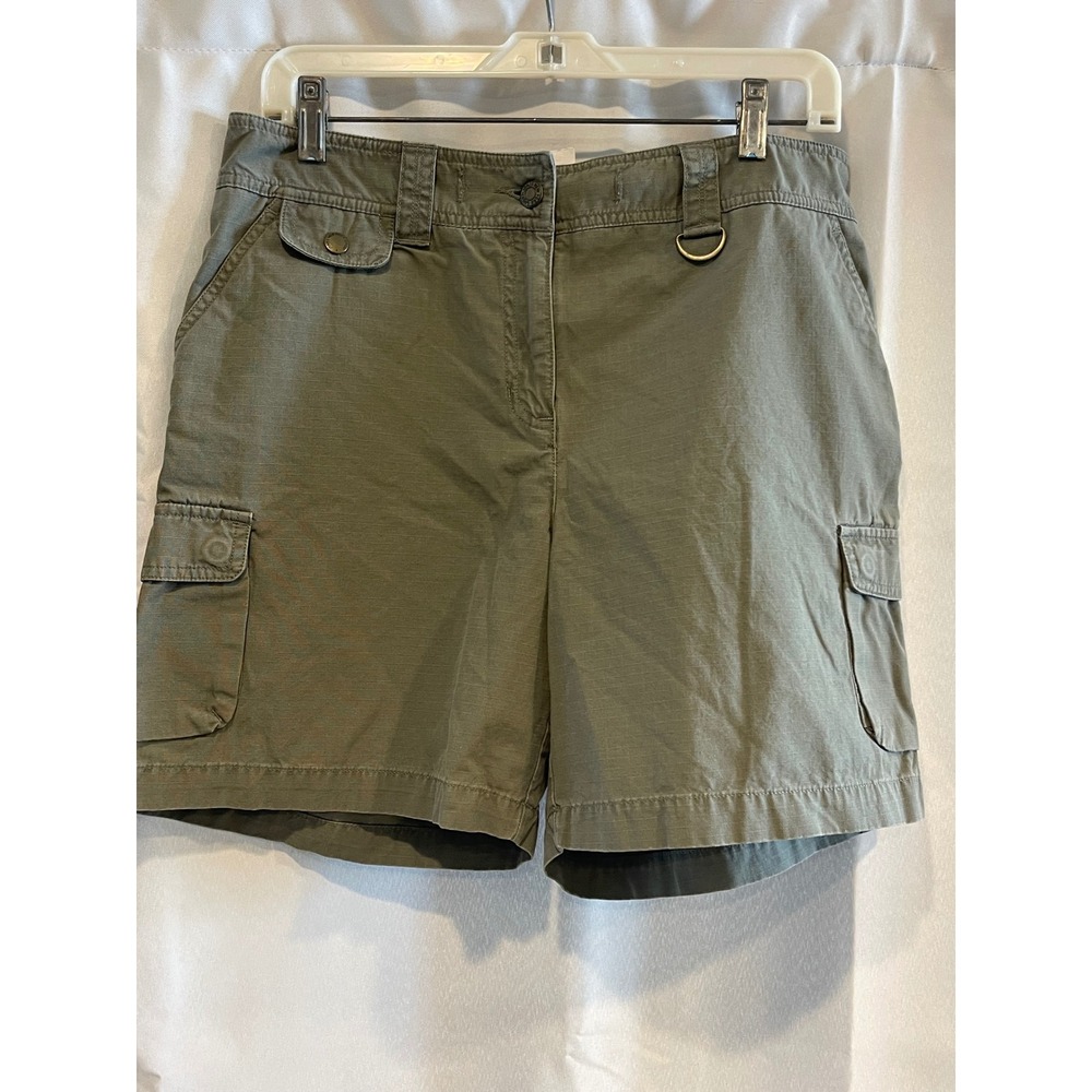 Jones New York Sport Women Olive Green Cargo Shorts Cotton Ripstop Size 10